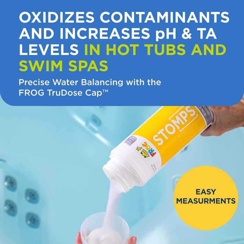 Frog StoMPS Non-Chlorine Shock Oxidizer & JumpH pH and Target Total Alkalinity Increaser for Hot Tubs and Swim Spas - 2 lb Bottles with TruDose Measuring Caps for Easy Maintenance & Balancing - Image 2